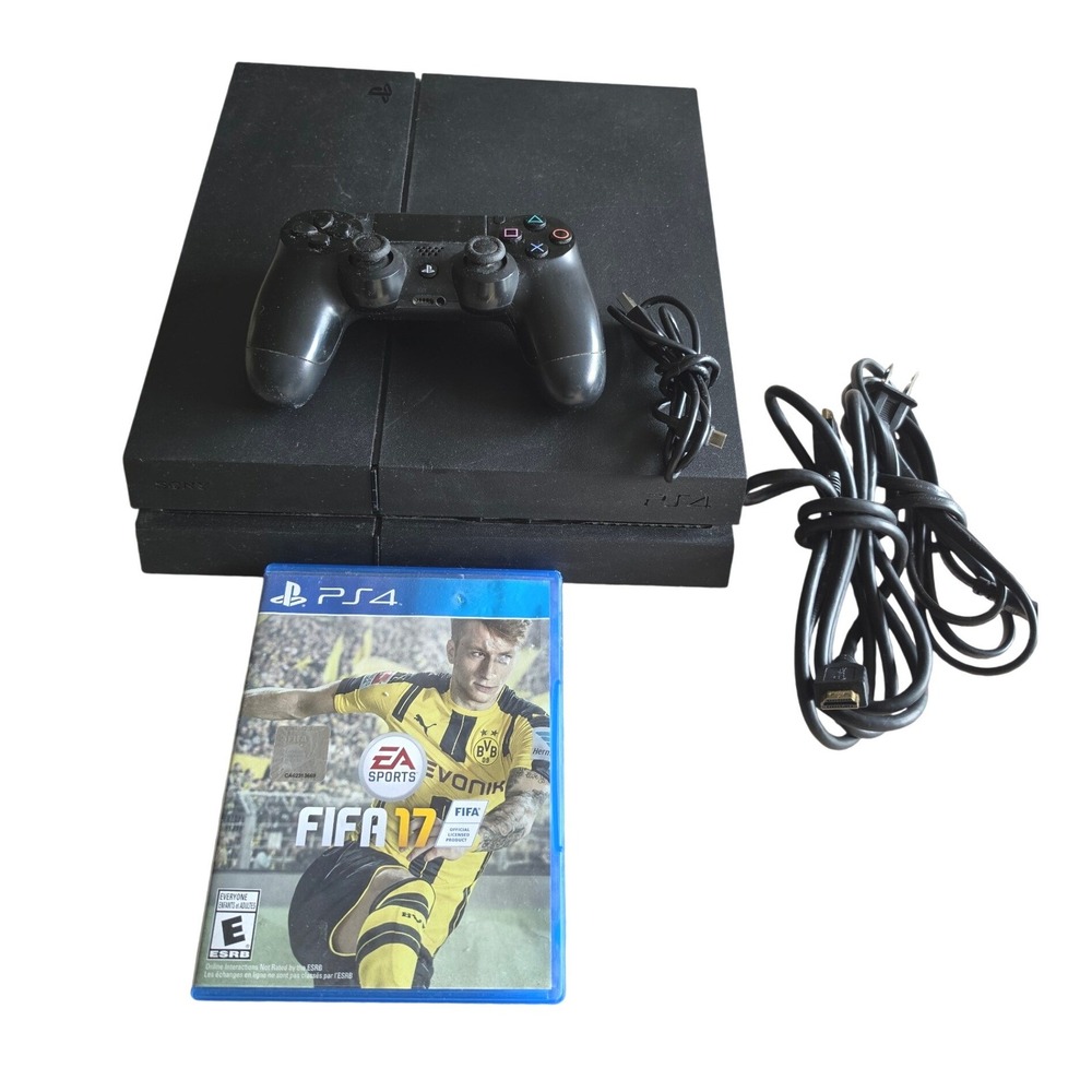 Sony PlayStation 4 PS4 Console 500GB CUH-1201A Black Bundle w/Controller FIFA 17